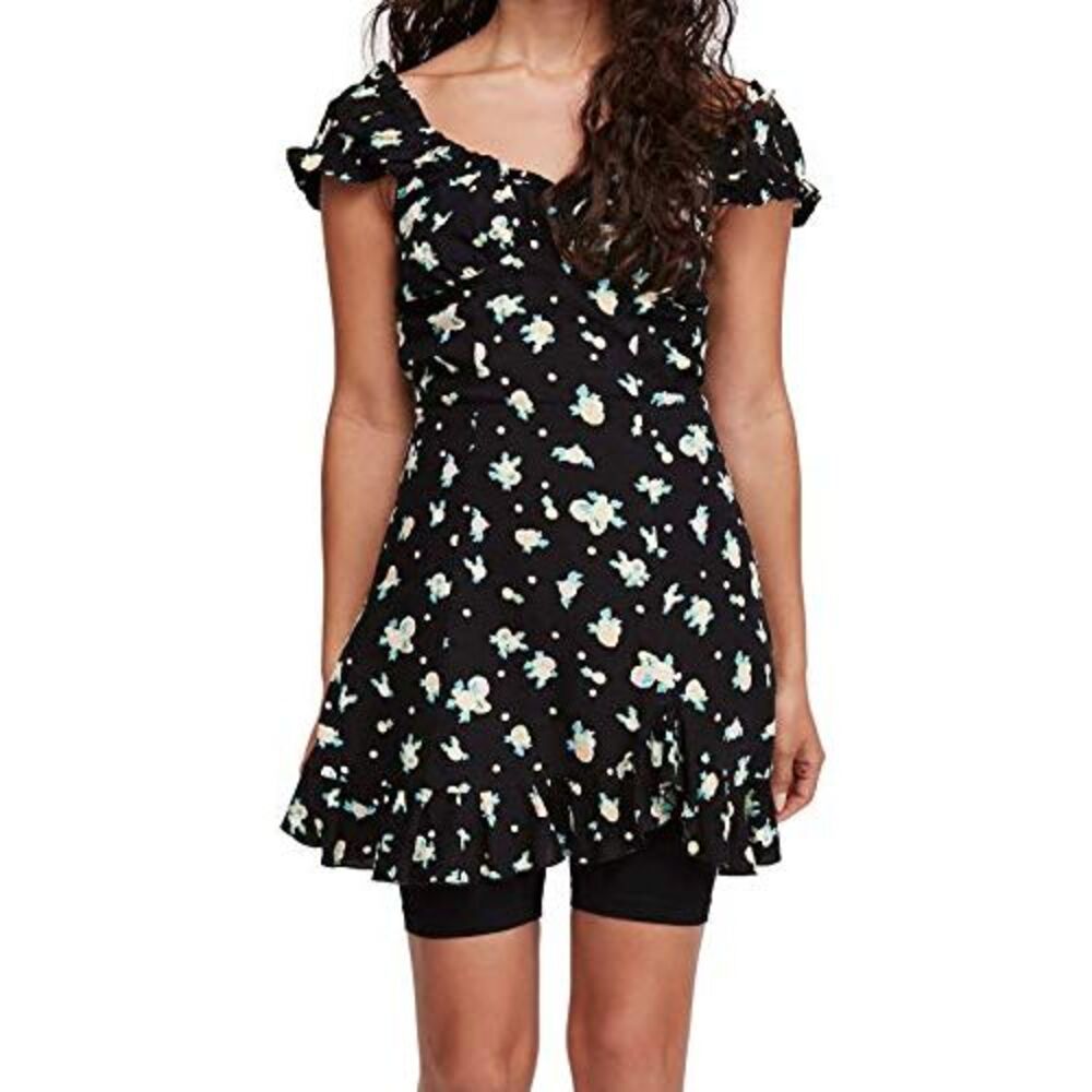 Free People Like a Lady Printed Mini Black XS (Women's 0-2)
